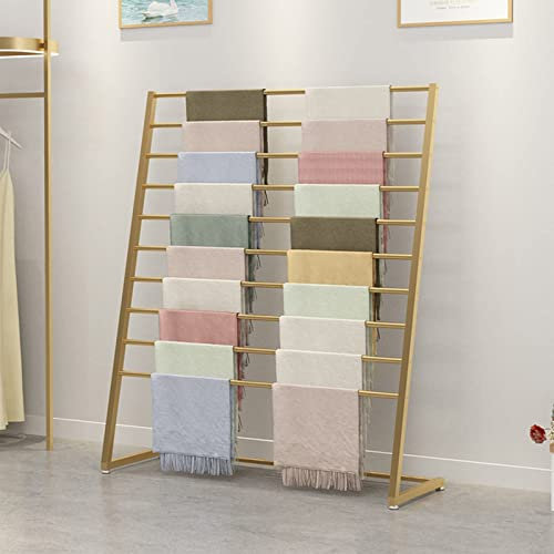 Hijab Hanger Scarf Display Stand Gold Floor Standing Organizer Rack for Sheets Belts and Pants 60 x 40 x 145 cm