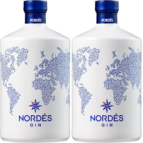 Nordés Gin Premium | Elaborato con una Porzione di Alcol Etilico e 6 Botanicals Galiziani. Sapore Fresco, Morbido e Aromatico. Graduazione 40º - Bottiglia 700 ml (Confezione da 2)
