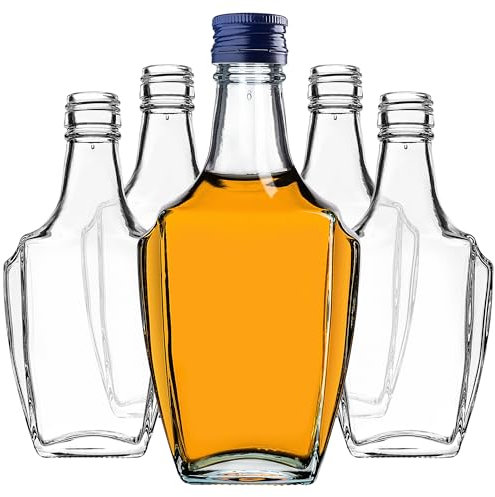 KADAX Glasflaschen 250ml mit Schraubverschluss, 10 Stück, leere Flaschen zum Befüllen, Likörflaschen aus Glas, kleine Schnapsflaschen, Saftflaschen (Blau)