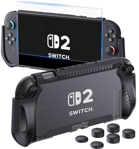 HEYSTOP Carcasa Protectora para Nintendo Switch 2, Carcasa de TPU Dockable Compatible con Consola Nintendo Switch 2 y Joycon Grip con Tapa para Joystick