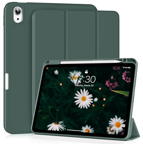 LIQIZE Hülle für iPad Air 11 Zoll 2025/2024 M3/M2, Hülle mit Stifthalter für iPad Air 5./ 4. Generation 10,9 Zoll 2022/2020, Flexible TPU Silikon Schutzhülle, Automatischer Schlaf/Aufwachen, Grün