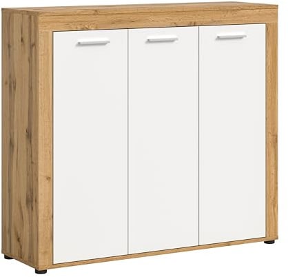 xonox.home Garderobe Jam X8BK6608 Schuhschrank Garderobenschrank Schrank in Wotan Eiche Nb., weiß. ca. 120x108x37 cm