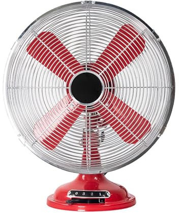 Bilake Ventilador sobremesa Capitolio Rojo/Cromo 37W 3 velocidades Fijo y rotatorio