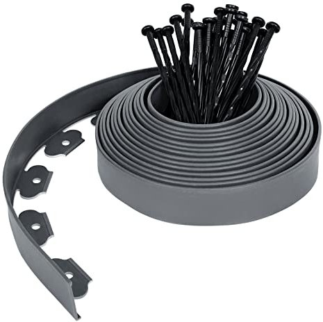 TANYEAR 10m Flexible Rasenkante Kunstoff Beetumrandung mit Erdanker, Palisaden Beeteinfassungen Mähkante Lawn Gartenzaun Edging Rasenbegrenzung, Hellgrau