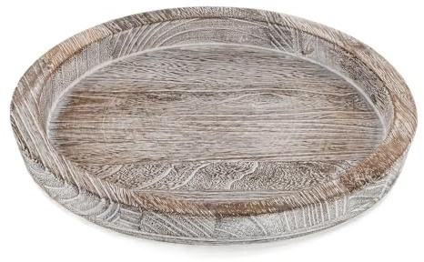 Ronyme Round Tray for Serving Food And Candles, Wooden Plate for Bathroom Decor, C
