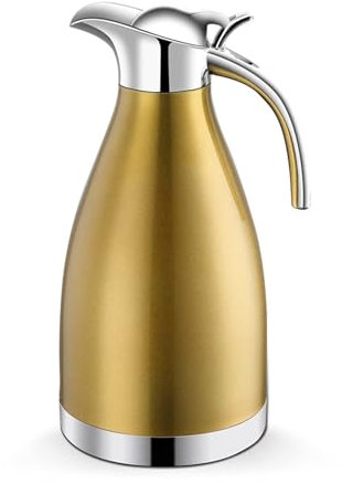 Cafetera aislada, termo al vacío de acero inoxidable de 2 L, jarra de agua de doble pared para té y café