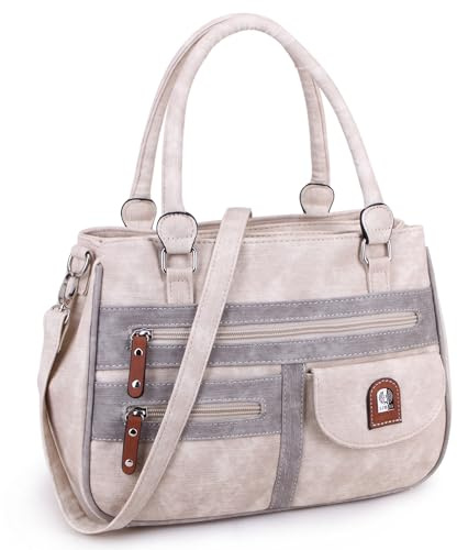 irisaa Handtasche Damen Umhängetasche Medium Schultertasche praktische Henkeltasche mit vielen Fächern Hobo Taschen Vintage Look mit Reißverschluss