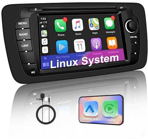 Linux Autoradio für Seat Ibiza 6J (2009-2014) –Start in 3–5 Sekunden | 7“ Display mit integriertem Apple CarPlay & Android Auto, FM/AM/RDS/Bluetooth / Mikrofon, Lenkradsteuerung – Plug-and-Play