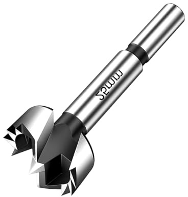 25mm Forstner Drill Bit, Carbide Tipped Hinge Drill Bit & Hole Cutter for Wood for Hardwood Plywood Plastic Creates Flat Bottom Holes Compatible with Hand Drill and Bench Drill