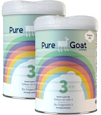 Pure Goat Company Organic Follow-On Formula Stage 3 (10+ Months) | Full-Cream Goat’s Milk, GOS Fibres, DHA | Palm Oil & Soy Free | Organic Growing-Up Milk Powder – 800g (Pack of 2)
