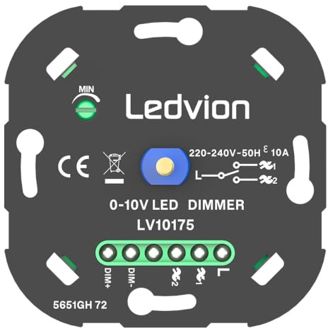Ledvion LED Dimmer Schalter 10V 240V ohne Abdeckrahmen dimmbar | Für stufenlose Lichtsteuerung zuhause wenn passende dimmbare LED-Lampen verwendet werden