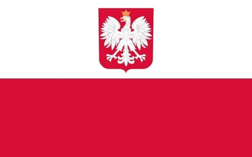 Qualitäts Fahne Flagge Polen mit Adler 90 x 150 cm mit verstärktem Hissband