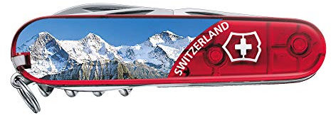 Victorinox Climber Couteau de Poche Suisse, Léger, Multitool, 14 Fonctions, Tire Bouchon, Lame, Ouvre Boite, Rouge Transparent