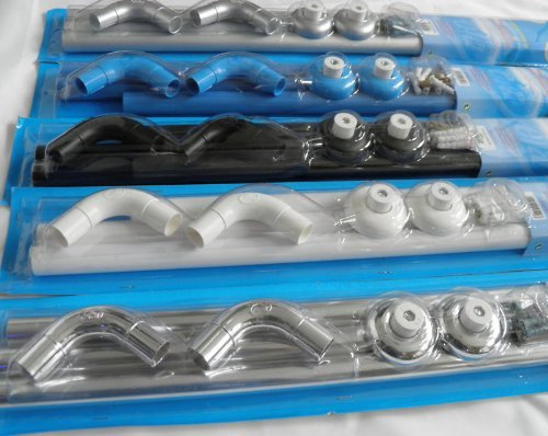 KS Handel 24 3er Alu Winkelstange Duschvorhangstange/Weiß, Ø 27 mm