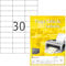 TopStick 8703 Universal Etiketten, 100 Blatt, 70 x 29,7 mm, 30 pro A4 Bogen, 3000 Stück, selbstklebend, bedruckbar, matt, blanko Papier Klebeetiketten Aufkleber, weiß