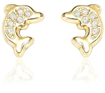 Damen & Kinder Delphin Ohrstecker - Gelbgold 9 Karat (375)