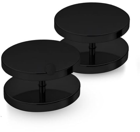 Soul-Cats Ohrstecker (2 Stück) mit Schraubverschluss aus Edelstahl in Schwarz, Ohrringe mit flachem Verschluss für Damen und Herren in verschiedenen Größen 4–16 mm