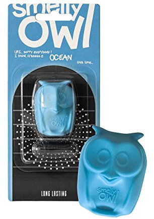 Smelly Owl Lufterfrischer fürs Auto, Dufteule zur Montage an jedem Lüftungsgitter +/-45 Tage Frische im Auto, Made in The EU (Blau/Ocean)
