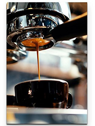 Paul Sinus Art Leinwandbilder | Bilder Leinwand 90x60cm professionelle Kaffeemaschine beim Brühen