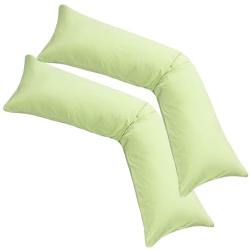 PremiumShop321 2er-Set Jersey Qualitäts Kissenbezug Kissenhülle für Seitenschläferkissen 100% Baumwolle mit Reißverschluss in 18 Farben (Kiwi, 40x145 cm)