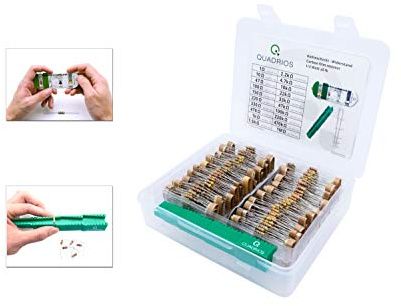 QUADRIOS GmbH Widerstands Sortiment Set Box Kohleschicht-Widerstände bedrahtet 1Ohm - 1M Ohm Sortimentskasten 20 Standardwerte E24 je 20 St (1000 Teile, 0,5 W, Toleranz: 5%), 1810P018, 1000 Stück