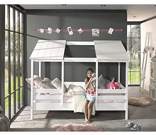 Lomadox Kinderbett Hausbett mit 90 x 200 cm Liegefläche