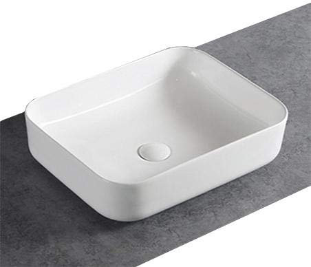 BERNSTEIN - Vasque Lavabo Rectangulaire Blanc brillant à poser 50x39x13cm, Lave main Céramique sans bonde ni cache - Design, Robuste & Durable - KW6127