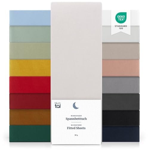 Blumtal® Spannbettlaken 2er Pack - Microfaser - Ökotex zertifizierte Bettlaken 90x200cm - Spannbetttuch - Bettbezug / Laken - Moonlight Grey-Grau