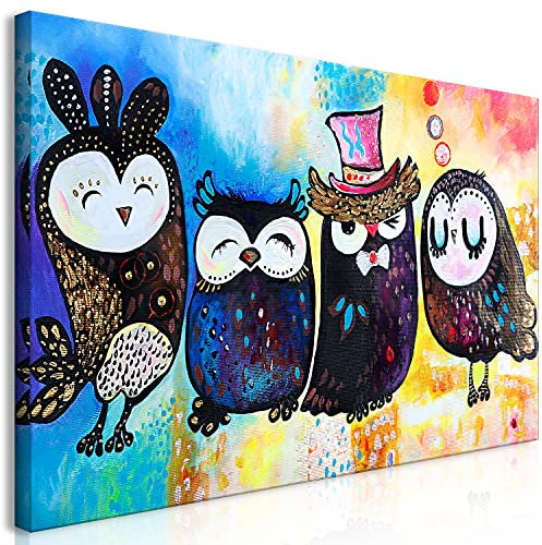 murando - Wandbilder XXL Eulen 80x40 cm 1 tlg - Wand Deko Vlies Leinwand Bilder Groß Wanddeko Wohnzimmer Schlafzimmer Kunstdrucke - Abstrakt Tier Kinder g-A-0183-b-a