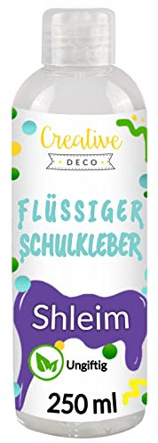 Creative Deco Bastelkleber für Schleim Flüssig-kleber PVA | 250 ml Klebstoff für Kunstprojekte Papier Karton | Slime Kleber zum Basteln | Glue | Waschbarer Schulkleber | Hohe Effizienz | Transparente