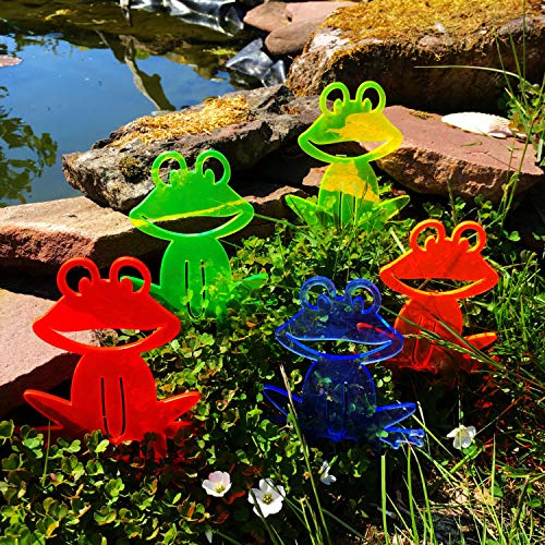 suncatcher Garden Decor 5er Set Sonnenfänger Garten Stecker, Statuen Figuren 10cm hohe Frosch Dekoration für Garten, Balkon oder Terrasse, Farbe:grün