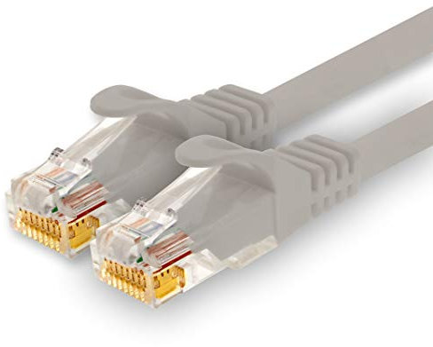 1CONN - Cable de red de 30 m, Ethernet, LAN y cable de conexión para máxima velocidad de Internet y conecta todos los dispositivos con conector RJ 45 hembra gris - 1 pieza