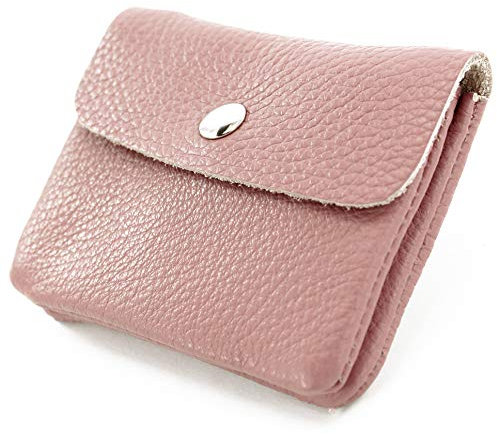 modamoda de P09 Damen Münzgeldbörse Geldbörse Portemonnaie Klein Leder Made in Italy P09, Farbe:Altrosa
