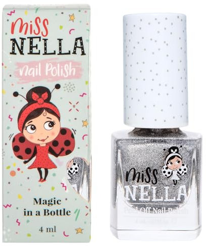Miss Nella Shooting Star – abziehbarer Nagellack speziell für Kinder, siber Glitzer, Peel-Off-Formel, ungiftig, wasserbasiert und geruchsneutral