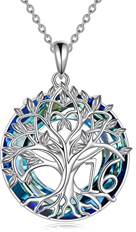 YFN Sweet 16th Birthday Gifts for Girls Sterling Silver Tree of Life 16 Necklace Jewellery for 16 Year Old Girl Granddaughter