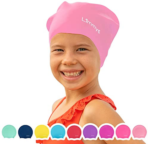 Limmys Schwimmkappe für Kinder – Aus 100 % Silikon – Für Lange Haare – Weich, Dehnbar & Bequem – Entwickelt für Langlebigkeit & Knotenfreies Tragen