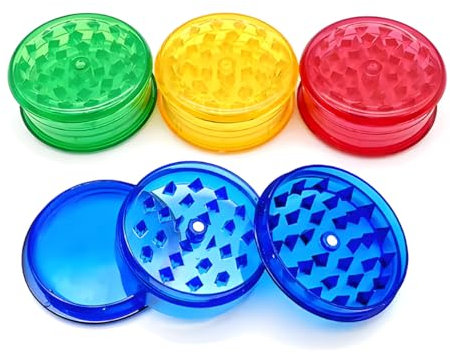 Pack x4 Grinder in plastica 60mm - Grinder a 3 pezzi - Macinino per spezie ideale per tritare - Tritatore di erbe Colore: Mix di 4 colori casuali