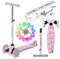 COIL Kinderroller Tretroller Dreirad-Balance-Roller Kidwell, Roller Kinder 6 Jahre UNO für Kinder ab 3 Jahren, Scooter Kinder Dreirädriger Tretroller mit LED leuchtenden Rädern Kinderscooter (Rosa)