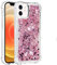 KBIKO-zxl Compatible with Glitter Liquid Case for iPhone 12, Sparkle Sequin Floating Quicksand Transparent TPU Shockproof Protective Cover for iPhone 12.Rose Gold YBL