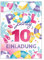Junapack 12 Einladungskarten zum 10. Kindergeburtstag Schwimmbad Einladungen zehnte Geburtstag Mädchen Pool-Party