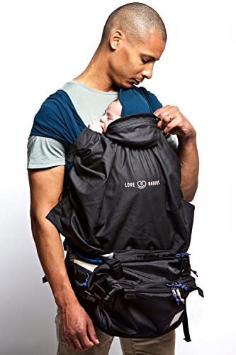 CaravanBAG + sa Couverture - Black | Petit sac à langer grande capacité - Porte-bébé hanche d'appoint - Attache porte-bébé et poussette - Multifonction 6 positions - Couverture de portage