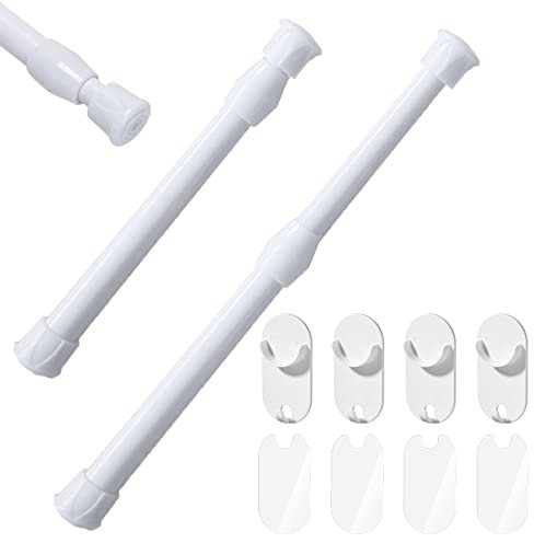 VEGCOO 2 Pcs Tringle Rideau Extensible, Barre Rideau Extensible de 30-50cm sans Perçage pour Court Rideau/Armoire/Rideau de Douche