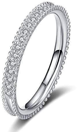 Sterling Silber Ringe Damen, Ringe Silber Hochzeit Pinkyring mit Zirkonia Ringe Größe 54 (17.2)