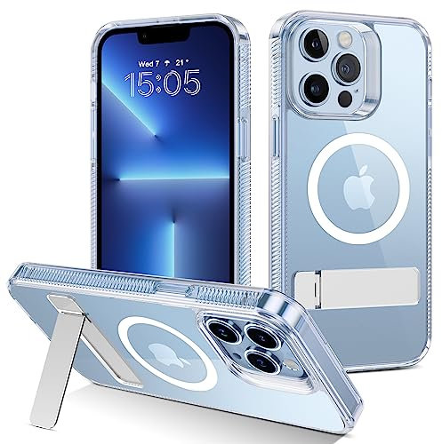 BENTOBEN Magntic Case for iPhone 13 Pro Max, [Compatible with MagSafe], Invisible Stand Clear Anti-yellow Slim Bumper Military Grade Protection Shockproof Phone Cover for iPhone 13 Pro Max, White