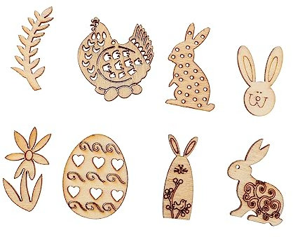 OATIPHO 100st Ostern Holzspäne Osterhasen-ornamente Streuteile Holz Osterhasen Dekorationen Ornamente Ostern Konfetti Ostern Holzspan Geschenketikett Hasen- Hölzern Anhänger