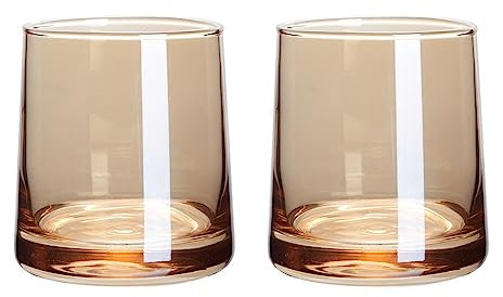 TAPT Lot de 2 Verres à Eau, 250 ml, Couleur Ambre, Réutilisables, Gobelets en Verre pour Cocktail, Thé, Cola, Jus de Fruits, Soda, Whisky