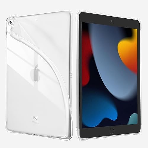 4UBonLife Hülle für iPad 9./8./7. Generation 10,2 Zoll (2021/2020/2019 Modell), Durchsichtige Silikonhülle TPU Rückseite Case Cover, Schlank Leicht Stoßfest Schutzhülle für iPad 9 8 7 Gen, Transparent