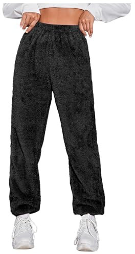 KBOPLEMQ Pantaloni lunghi da donna, in pile, caldi, per il tempo libero, invernali, caldi, morbidi, per il tempo libero, in pile, per la casa, per lo yoga, per la tuta, M nero., XXXL