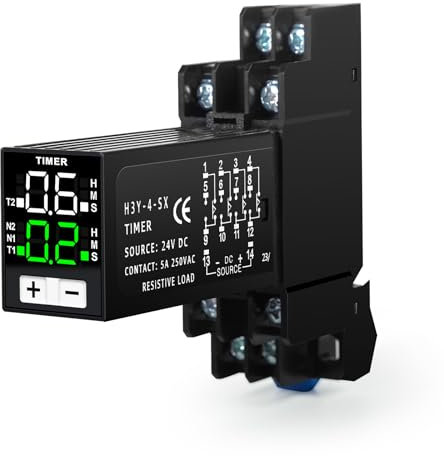 Ailao Rele 24V Rele Temporizador Digital 0,1s-99h Rele para luces Control de tiempo de ciclo retardador 2 Normalmente abierto/Normalmente cerrado 8 pines DC 24V con zócalo.