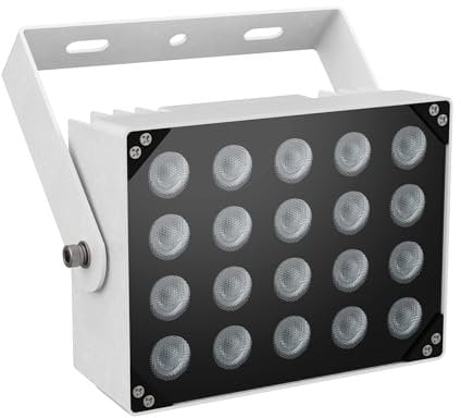 Univivi IR Strahler 20 LEDs, 850nm Beleuchter mit großer Reichweite 90-Grad-Weitwinkel-Infrarot-Flutlicht IP67 Wasserfest für Sicherheitskamera IR-Licht Innen&Außen